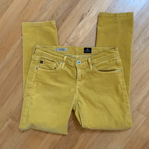 EUC Ag Adriano Goldschmied Yellow Corduroy Stevie Slim Straight 26 - Picture 2 of 11